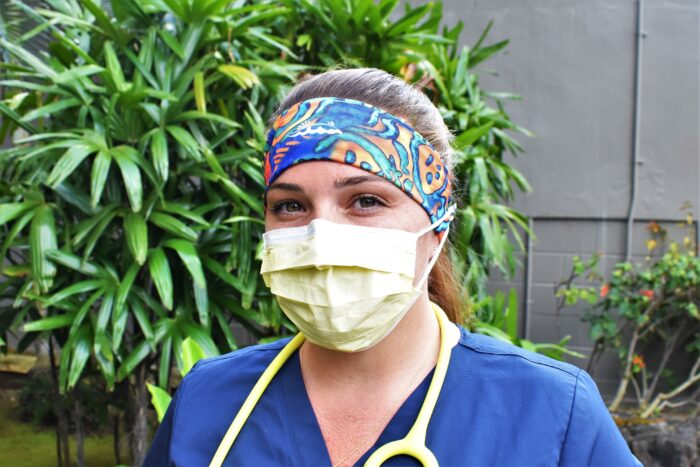 Nurse with headband and mask