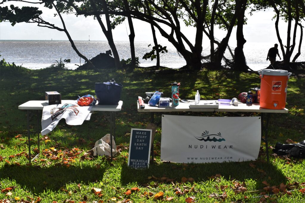 Aaron's Dive Shop and Nudi Wear Clean up at Waiahole Beach Park
