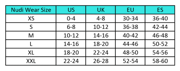 Size Guide - NUDI WEAR