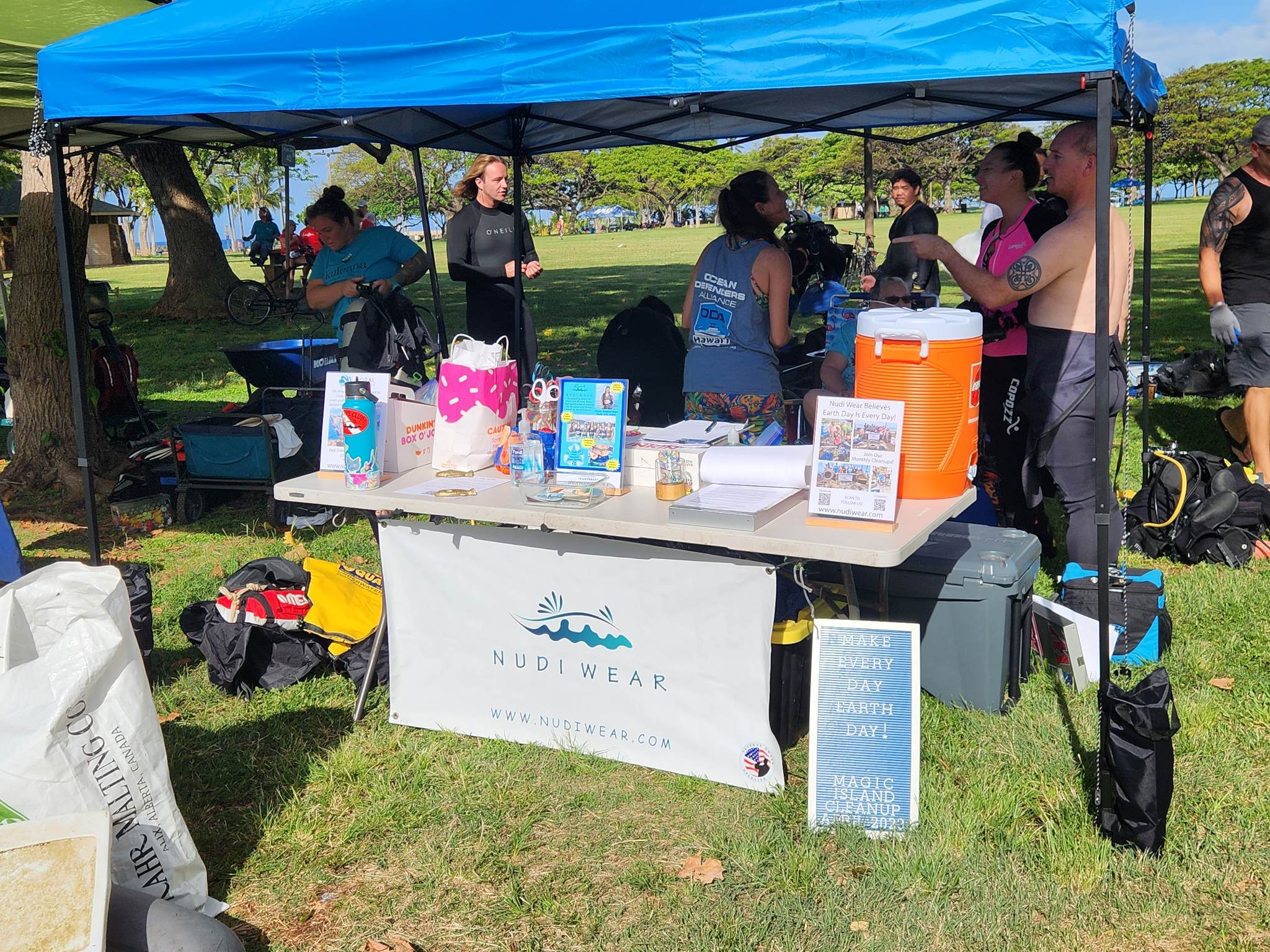 Nudi Wear booth at Earth Day event at Magic Island