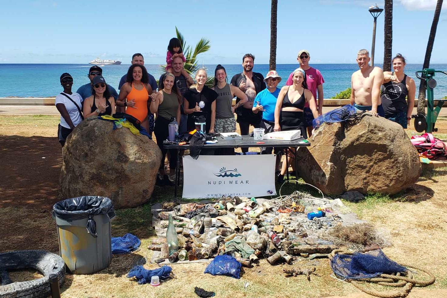 Nudi Wear volunteers at a Cleanup Dive in Hawaii