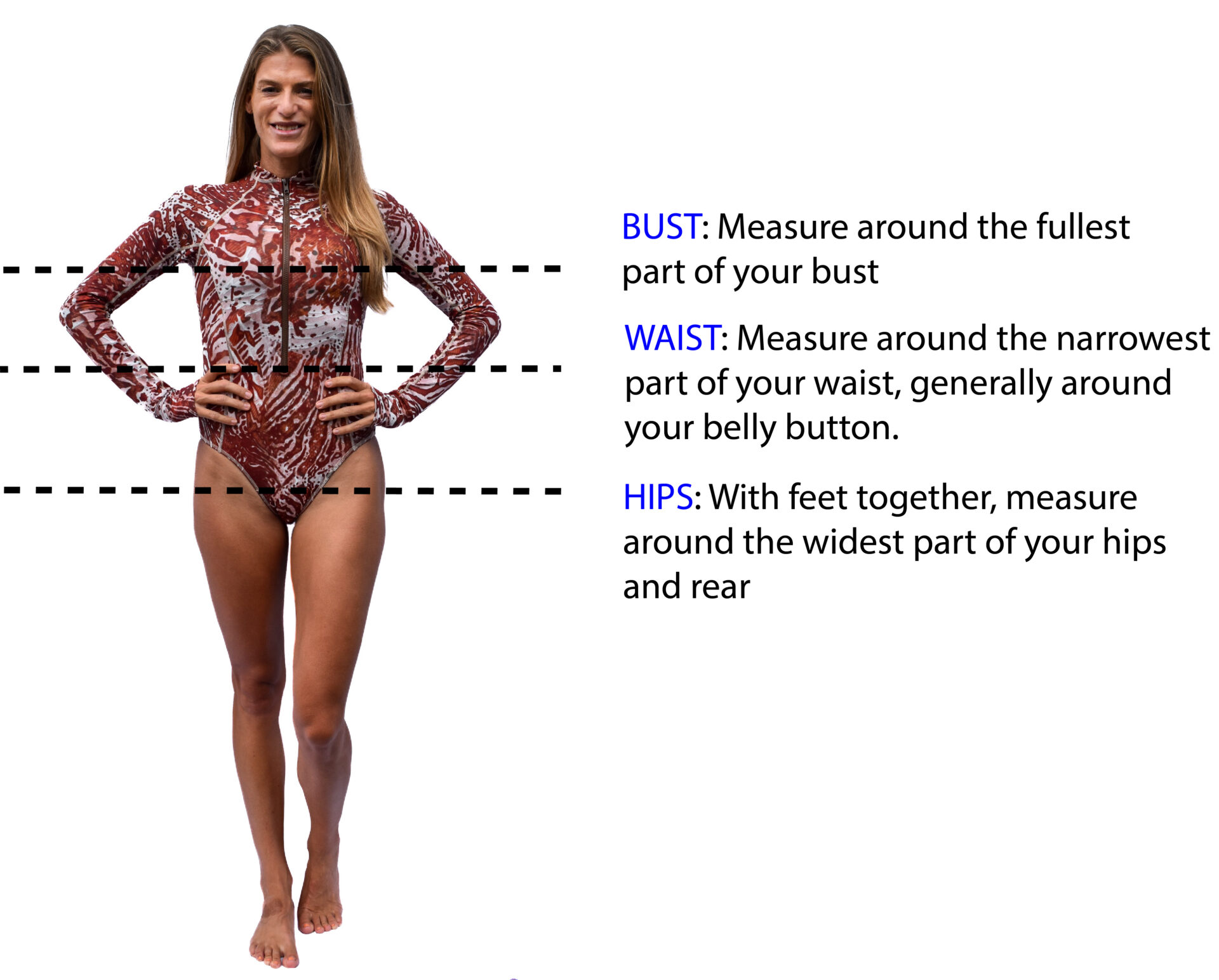 Image showing how to measure bust, waist, and hips