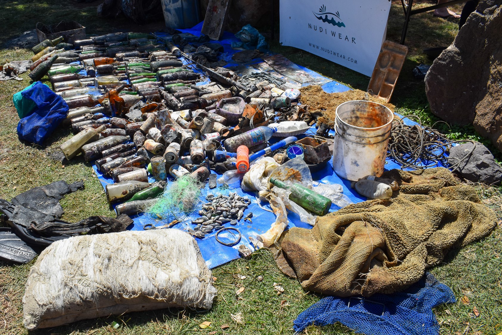 Trash after it has been removed from the ocean at a Nudi Wear Cleanup