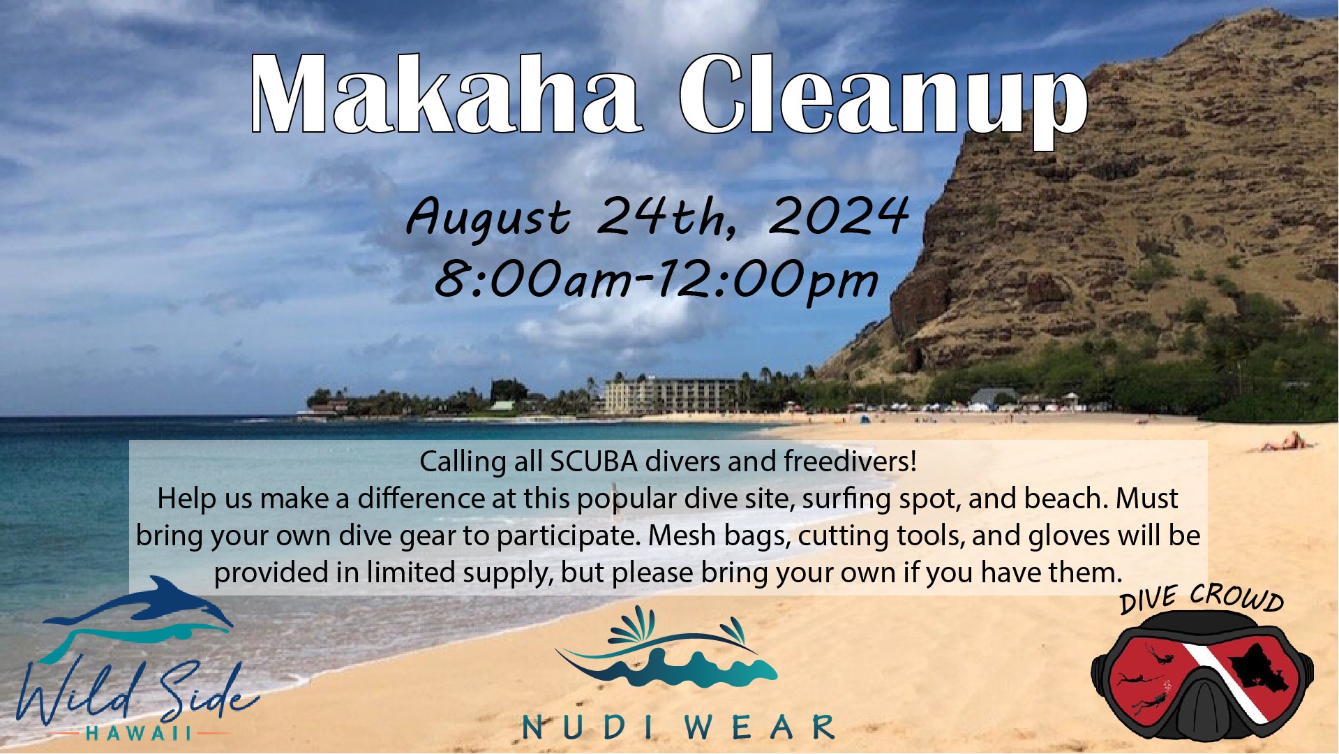 Flyer for Makaha Cleanup with Nudi Wear