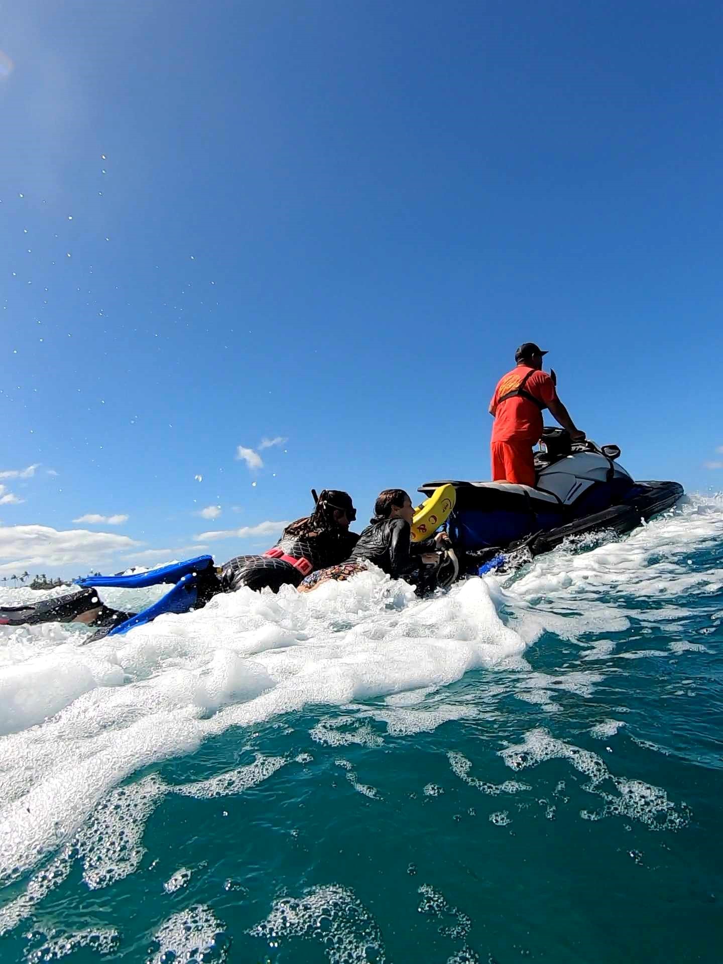 Makaha Ocean Safety assisting with the ocean cleanup