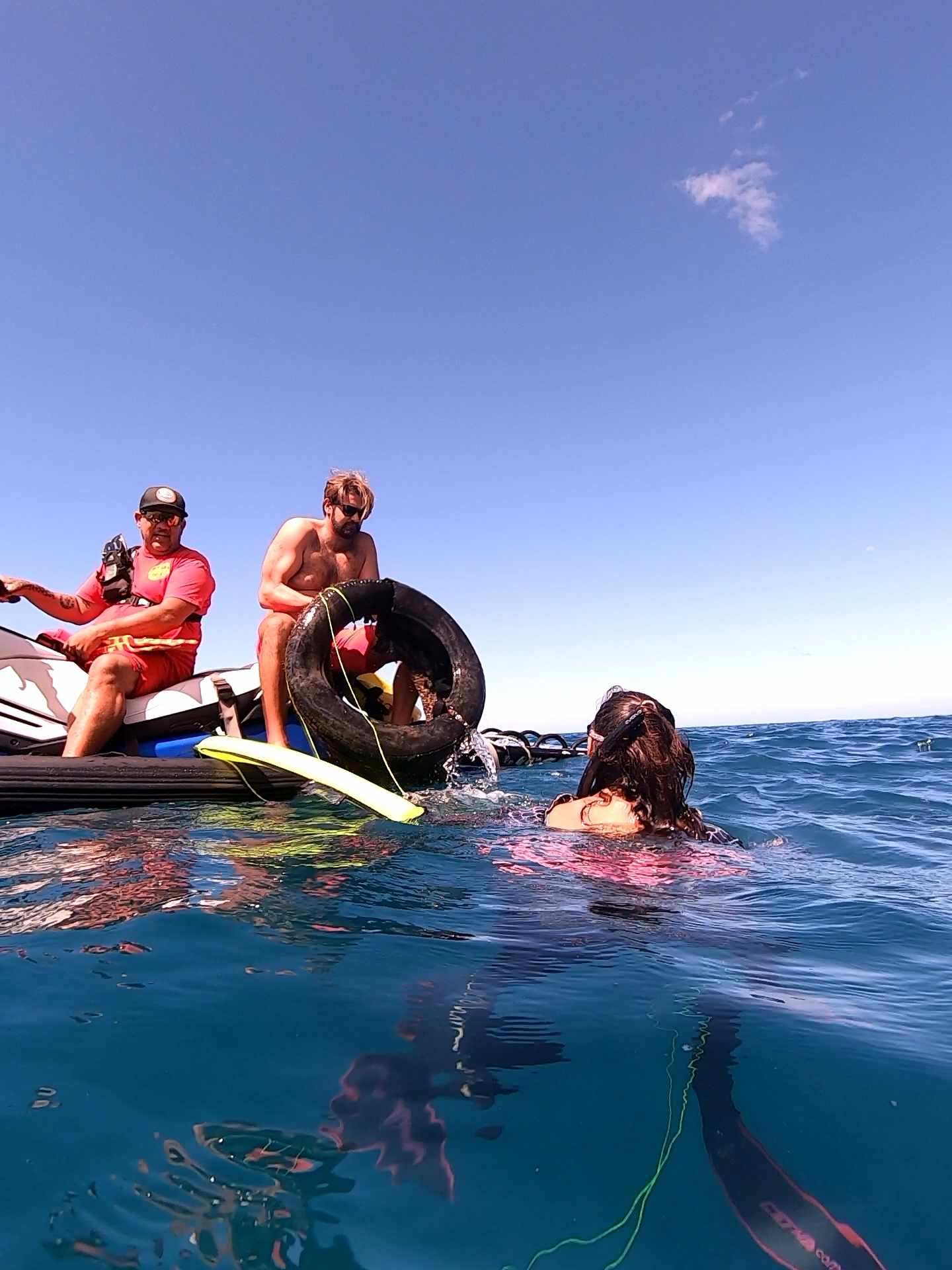 Loading tires onto the jet ski