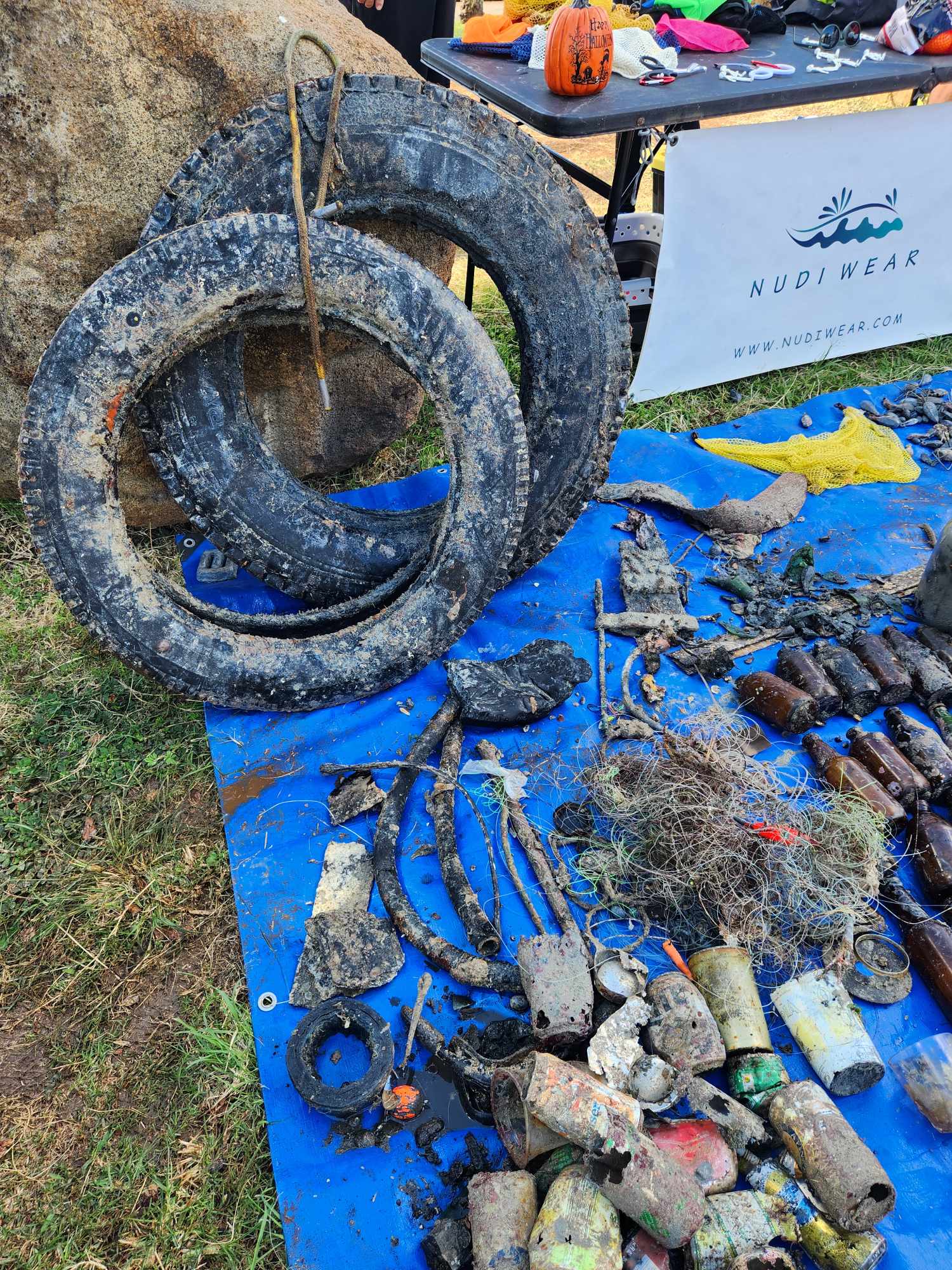 Tires, aluminum cans, fishing line and more found during the cleanup