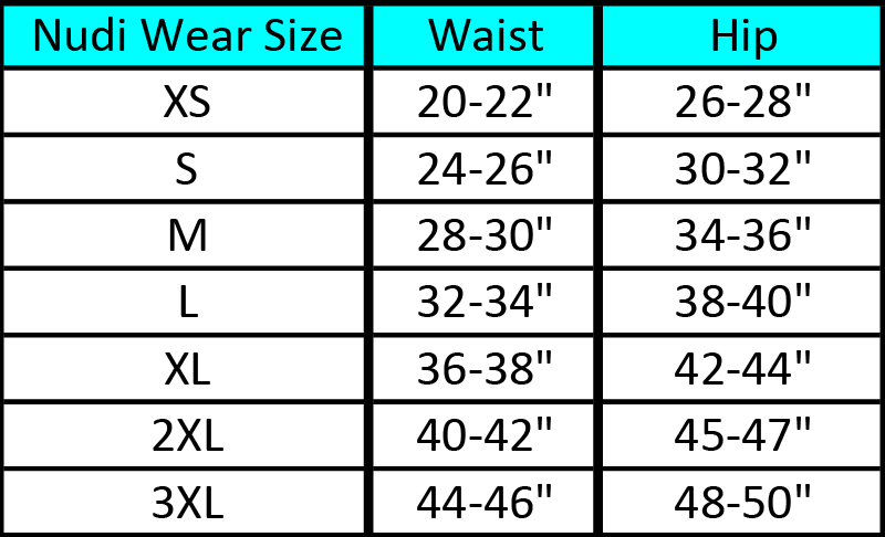 Nudi Wear Men's Leggings Size Guide