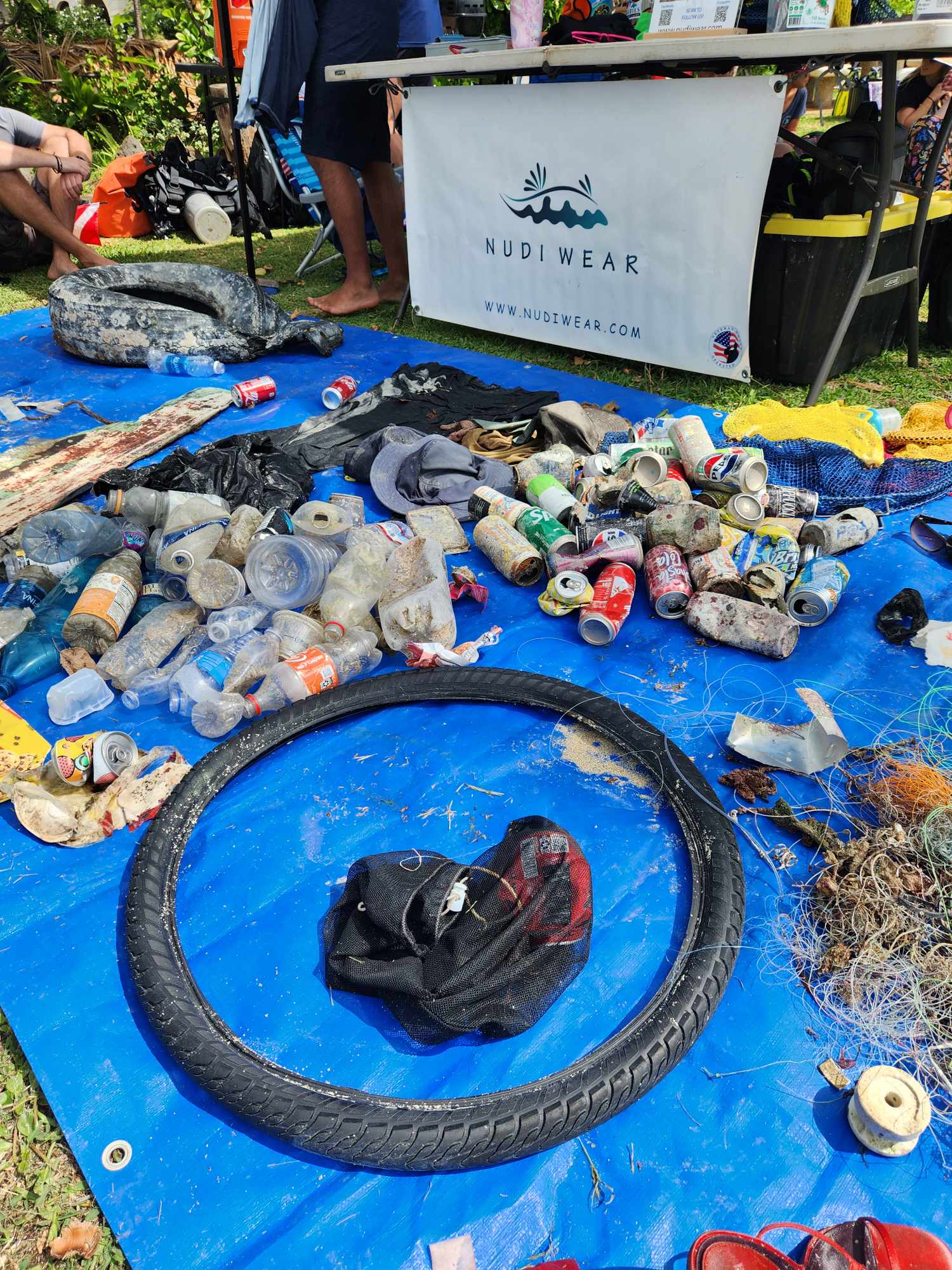 Trash removed from ocean during the Nudi Wear cleanup at Dive For Life