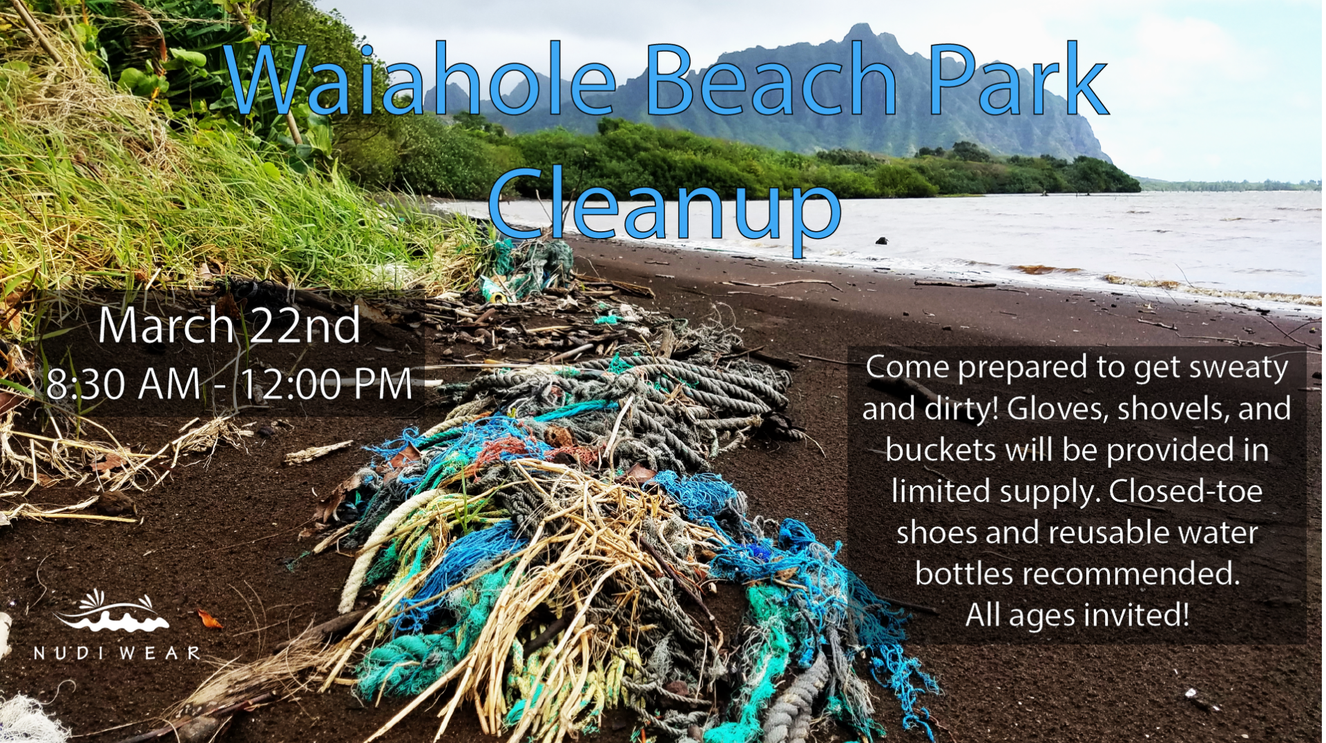 Waiahole Beach Park Cleanup Flyer March 2025