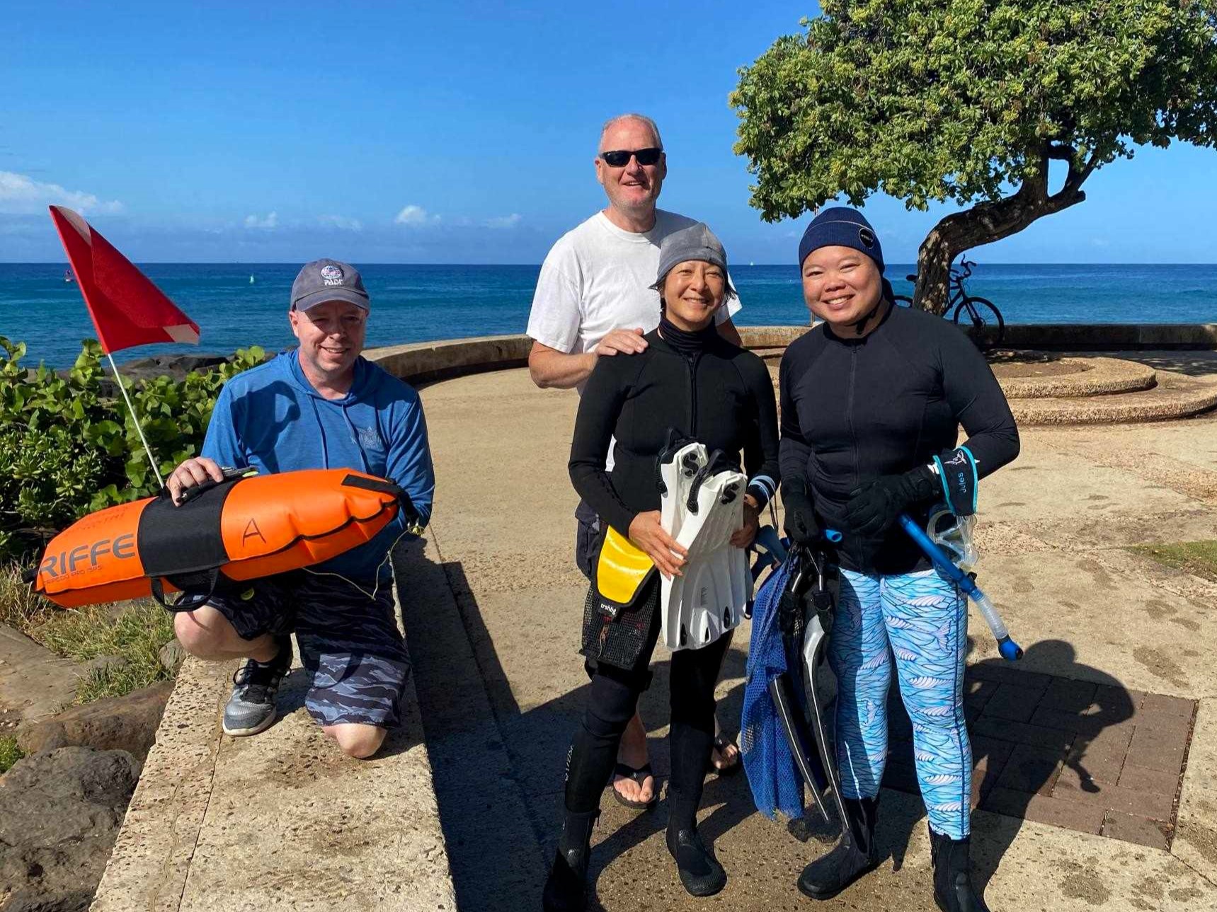 Freedivers and land support at the Point Panic cleanup