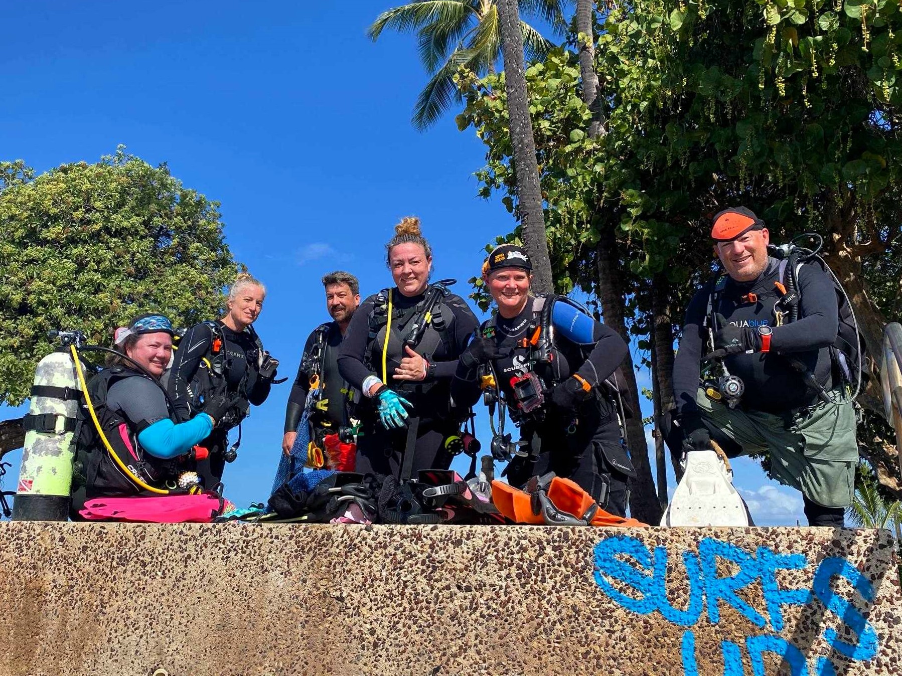 Divers gearing up to enter the water at the Point Panic cleanup